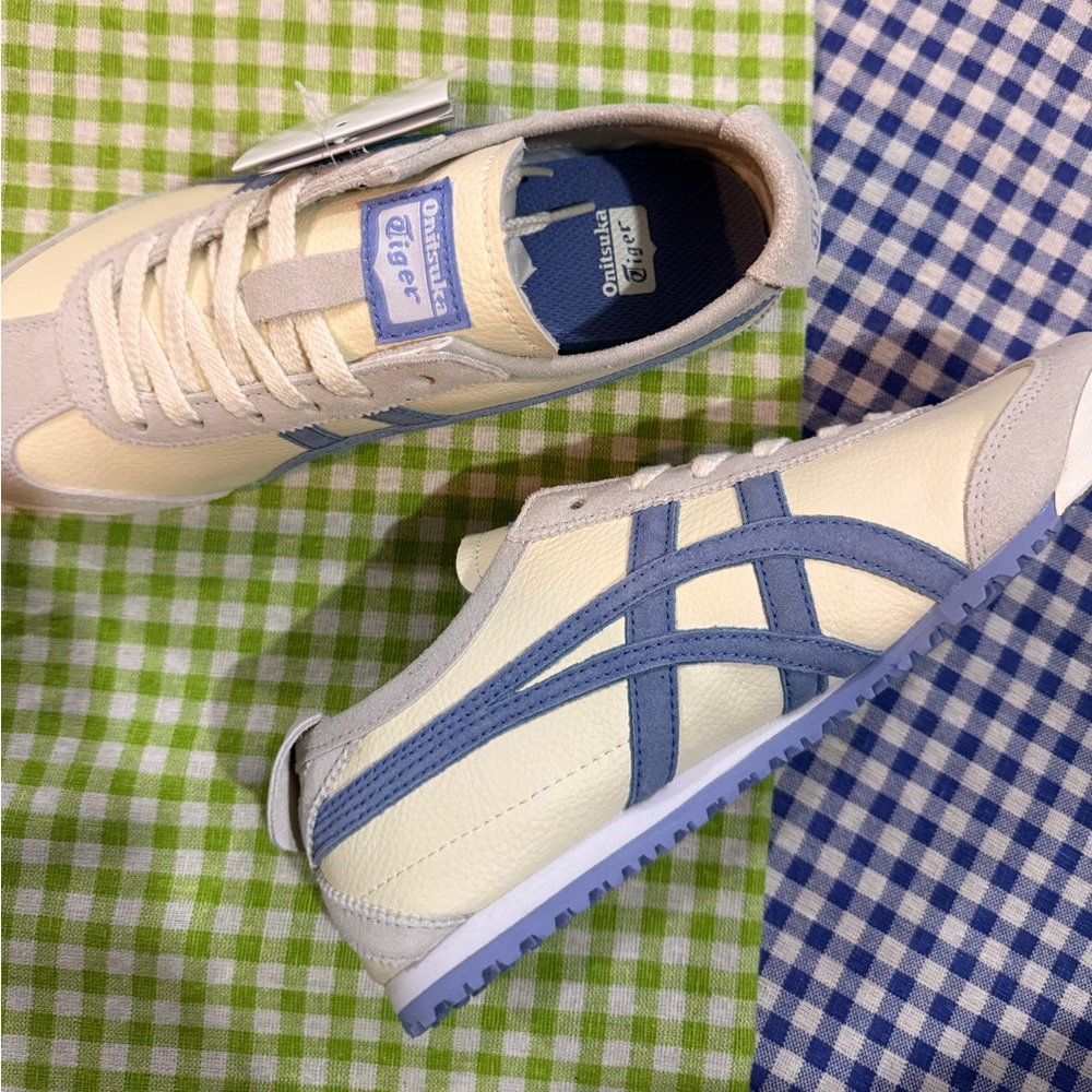Onitsuka Tiger by Asics Cream, Light Blue & Pale Yellow Women's Sneakers - Picture 4 of 7